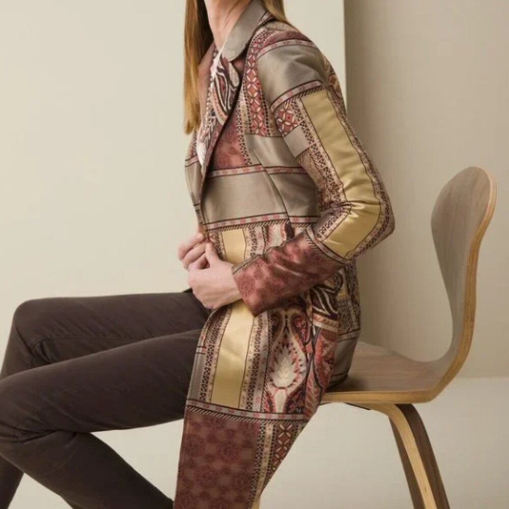 Chico's Occasion Topper Tapestry Dreams Gold Jacket Blazer L-XL